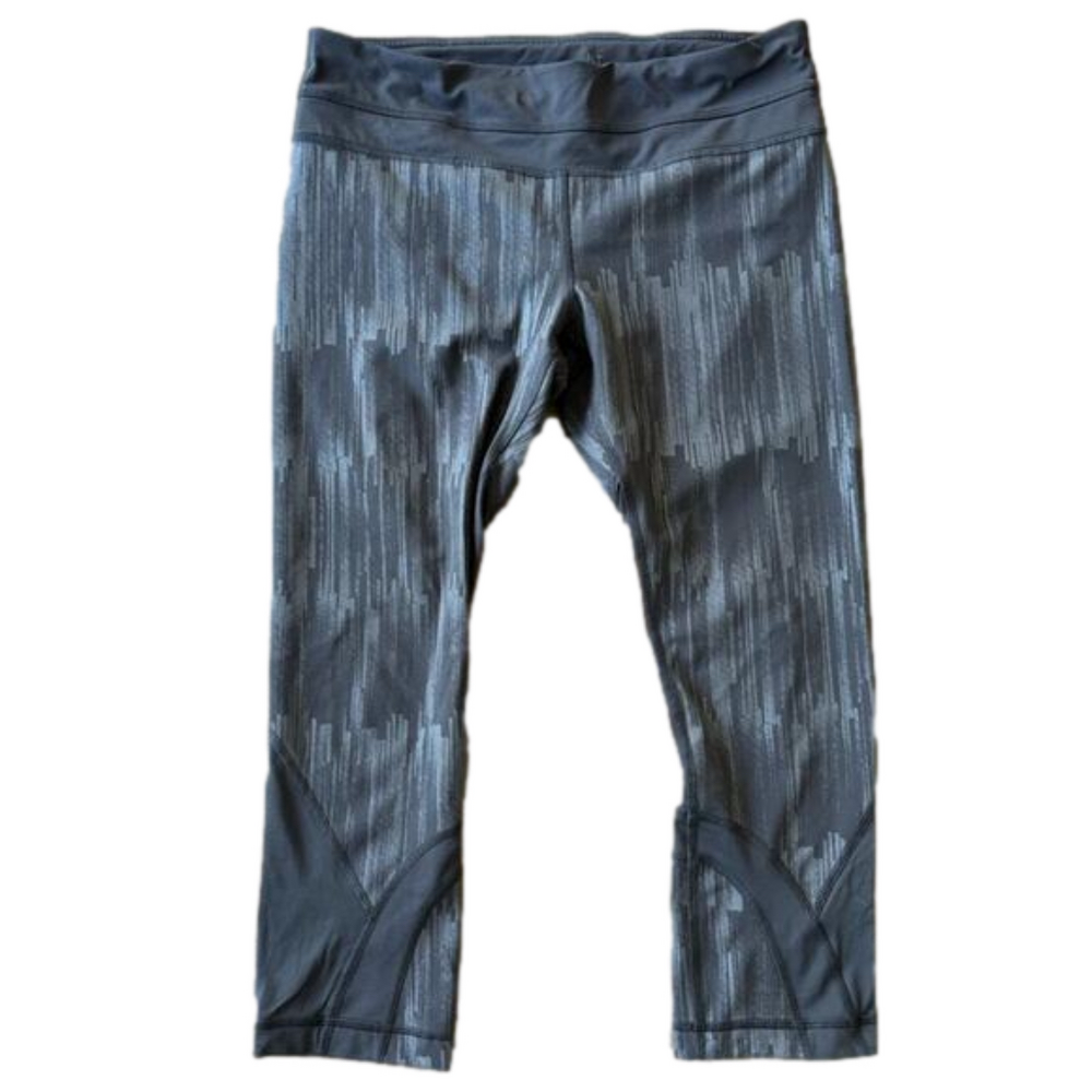 Lululemon Run Inspire Crop II Black and Grey Leggings sz 8